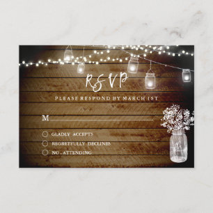Rustikales Holz String Lights Wood Mason UAWG RSVP Karte