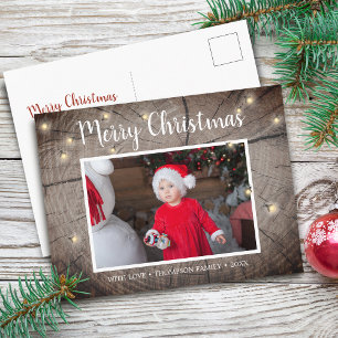 Rustikales Holz Texturfliesen Weihnachtsfest Foto Postkarte