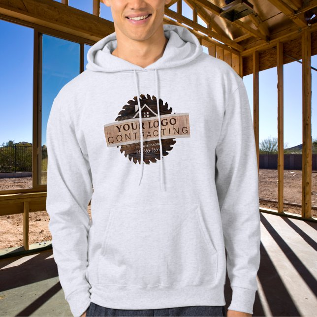 Rustikales Holz-Ton-Logo-Logo-Umrandung über Hoodi Hoodie (Von Creator hochgeladen)