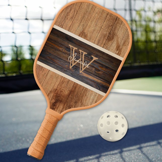 Rustikales Holz Tone Horizontal Streifen Pickleball Schläger (Von Creator hochgeladen)