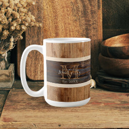 Rustikales Holz Tone Stripe Tan Tasse