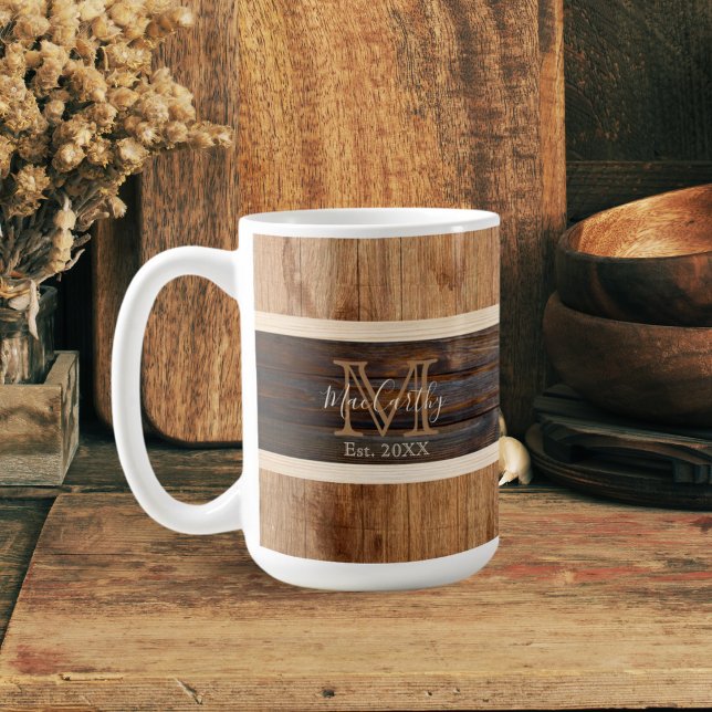 Rustikales Holz Tone Stripe Tan Tasse (Von Creator hochgeladen)