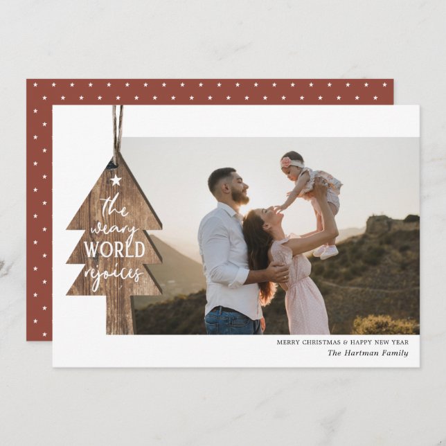 Rustikales Holz Tree Ornament Foto Weihnachten (Vorne/Hinten)