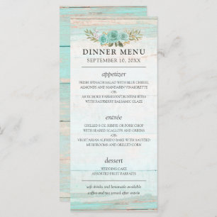 Rustikales Holz Türkis Floral Country Chic Hochzei Programm