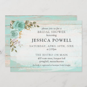 Rustikales Holz Türkis Hütte Brautparty Einladung