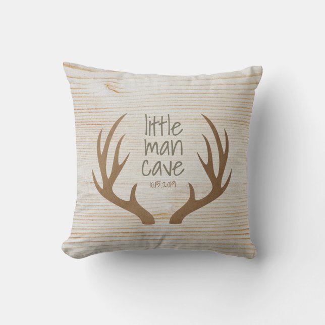 Rustikales Holz und Antlers Little Man Cave Kinder Kissen (Vorderseite)