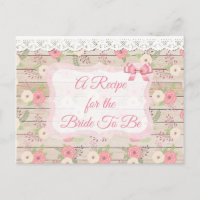 Rustikales Holz und Blume Rosa und Tan Rezept Kart