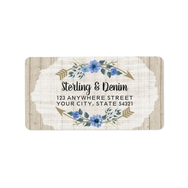 Rustikales Holz und Bohemische Aquarellpfeifen Adressaufkleber (Vorne)