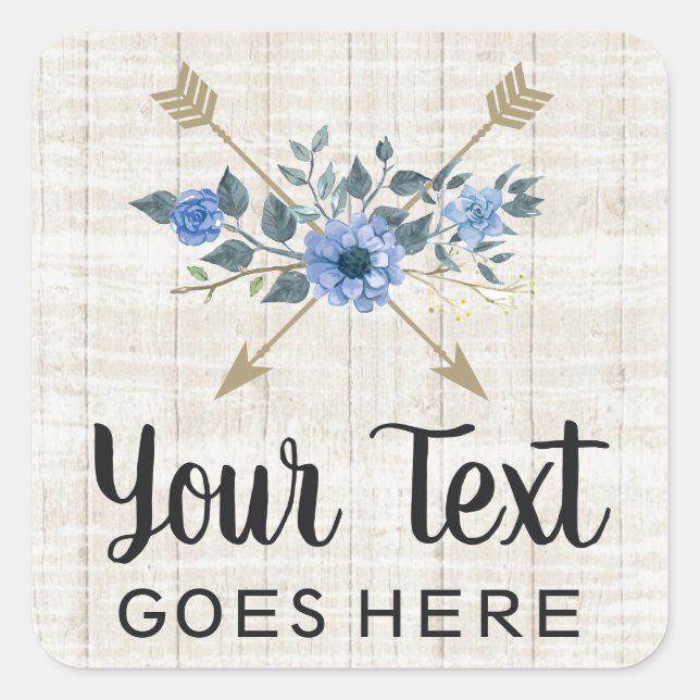 Rustikales Holz und Bohemische Aquarellpfeifen Quadratischer Aufkleber (Vorderseite)