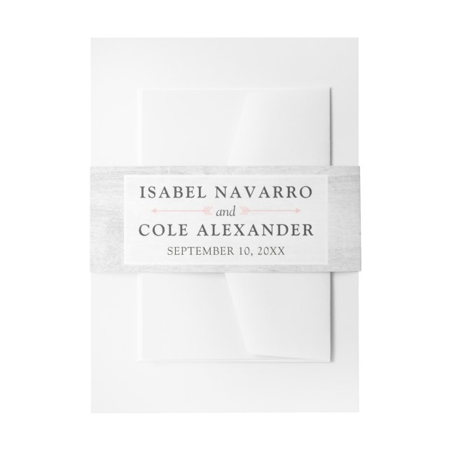 Rustikales Holz und Boho Pfeile Ehepaare Hochzeit Einladungsbanderole (Vorderseite Beispiel)