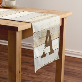 Rustikales Holz und Buchstabe Kurzer Tischläufer