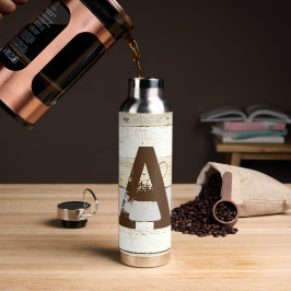 Rustikales Holz und Buchstabe Trinkflasche