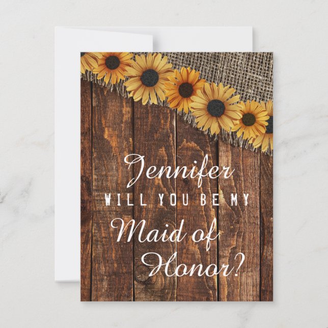 Rustikales Holz und Burlap werden meine Trauzeugin Einladung (Vorderseite)