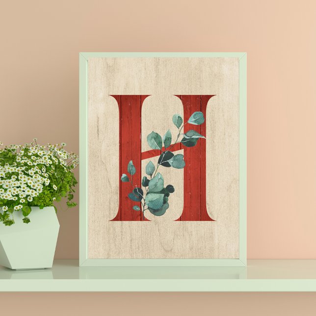 Rustikales Holz und Eukalyptus Letter H Print Poster (Von Creator hochgeladen)
