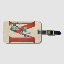 Rustikales Holz und Eukalyptus Letter M Gepäckanhänger