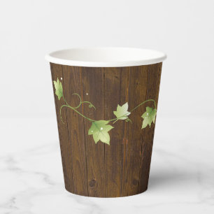 Rustikales Holz und Ivy Pappbecher