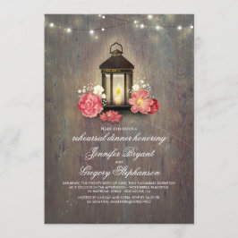 Rustikales Holz und Laterne Probe Abendessen Einladung