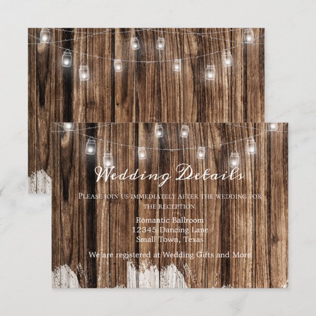 Rustikales Holz und Laternen Begleitkarte (Vorne/Hinten)