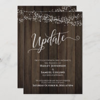 Rustikales Holz und Lichter - Hochzeitskarte aufge