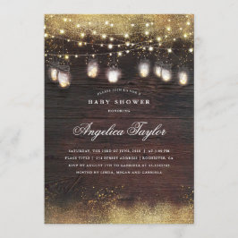 Rustikales Holz und Mason Jar Lights Babydusche Einladung