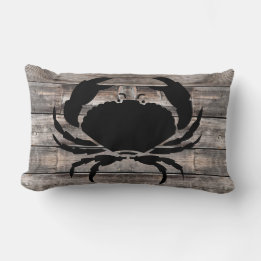 rustikales Holz und nautischer CRAB | Lumbalkissen Lendenkissen