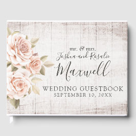 Rustikales Holz und romantische Rose Shabby Chic H Gästebuch