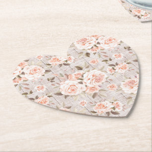 Rustikales Holz und romantische Rose Shabby Chic H Untersetzer