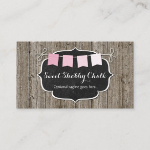 Rustikales Holz und Shabby Chic Khalkboard Pink Bu Visitenkarte