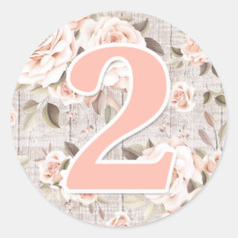 Rustikales Holz und Shabby Chic Rose 2. Geburtstag Runder Aufkleber
