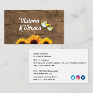 Rustikales Holz- und Sonnenblumen-Maker-Logo Visitenkarte