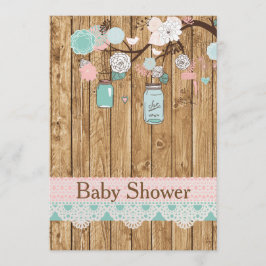 Rustikales Holz und Spitzen-Babydusche Einladung