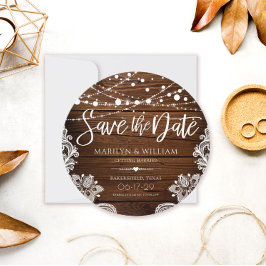 Rustikales Holz und Streichellichter Hochzeit Save The Date