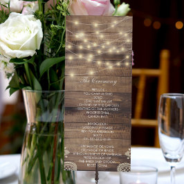 Rustikales Holz und String Lights | Hochzeitsprogr Programm