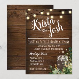 Rustikales Holz und sukkulente Hochzeitseinladung Einladung