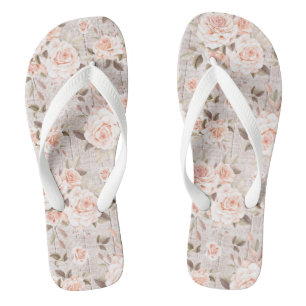 Rustikales Holz und Vintage Rose Romantisches Shab Flip Flops