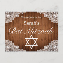 Rustikales Holz und weiße Spitzen Bar Bat Mitzvah