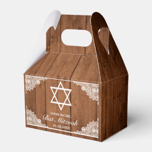 Rustikales Holz und weiße Spitzen Bar Bat Mitzvah Geschenkschachtel