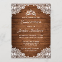 Rustikales Holz und weiße Spitzen Tiara Quinceañer