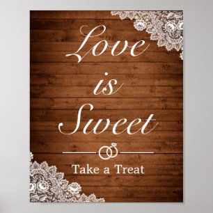 Rustikales Holz- und Weißspitzen-Gastgeschenk Hoch Poster