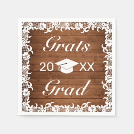 Rustikales Holz und Weißspitzen Grats Abschluss Serviette