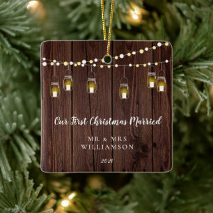 Rustikales Holz Unser erstes Weihnachtsfest Verhei Keramikornament