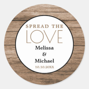 Rustikales Holz verbreitete die Gastgeschenk Hochz Runder Aufkleber