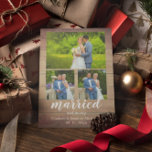 Rustikales Holz Verheiratet und fröhliche FotoColl Feiertagskarte<br><div class="desc">Rustikale Landholzkarte. Verheiratete und fröhliche Foto Collage. Template-Fotos über Pixabay,  lizenziert unter CC0 und muss durch eigene Foto ersetzt werden</div>