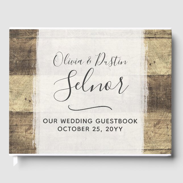 Rustikales Holz Vintage Landhaus Hochzeit Gästebuch (Vorderseite)