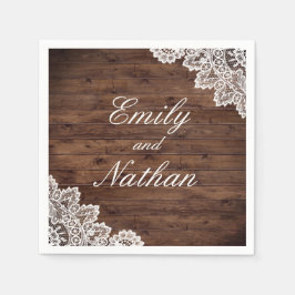 Rustikales Holz Vintage Spitzen Hochzeit Napkins Serviette