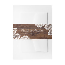 Rustikales Holz Vintage Spitzen Hochzeitsband Einladungsbanderole