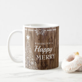 Rustikales Holz Weihnachtsbaum Weihnachtszeit Kaffeetasse