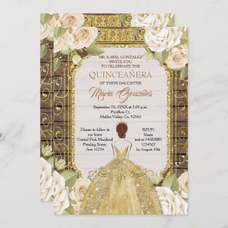 Rustikales Holz Weiße Blume Quinceanera Geburtstag Einladung