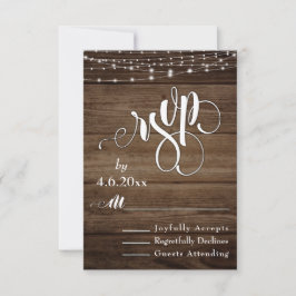 Rustikales Holz, Weiße Leuchten & Schrift, UAWG RSVP Karte