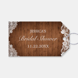Rustikales Holz & Weiße Spitzen Brautparty Vielen  Geschenkanhänger